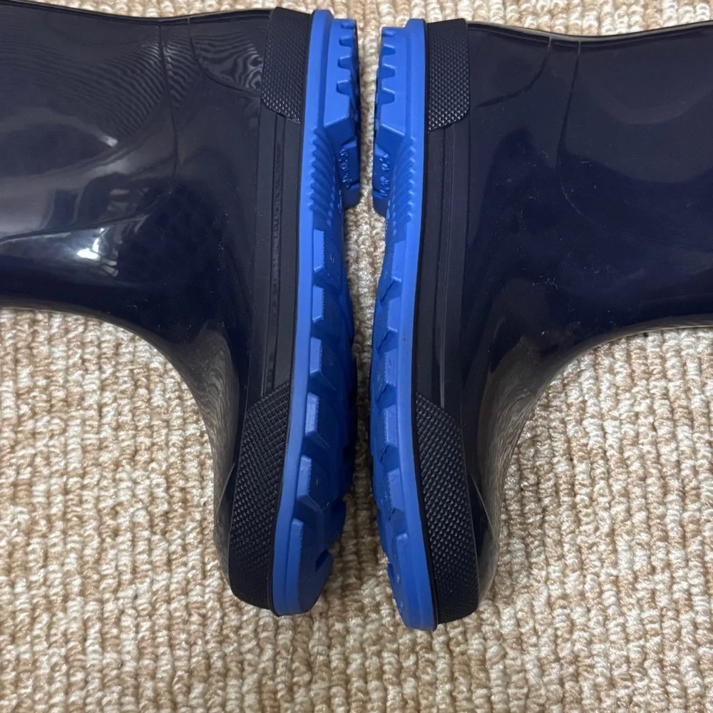 Kids Navy Blue Rain Boots with Blue Soles